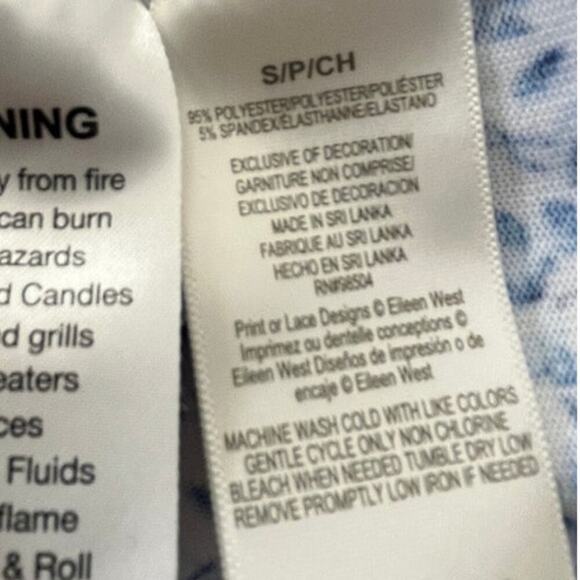 Eileen West Ladies Small Blue Floral Polyester Blend Long Sleeves Cottage - Picture 9 of 12